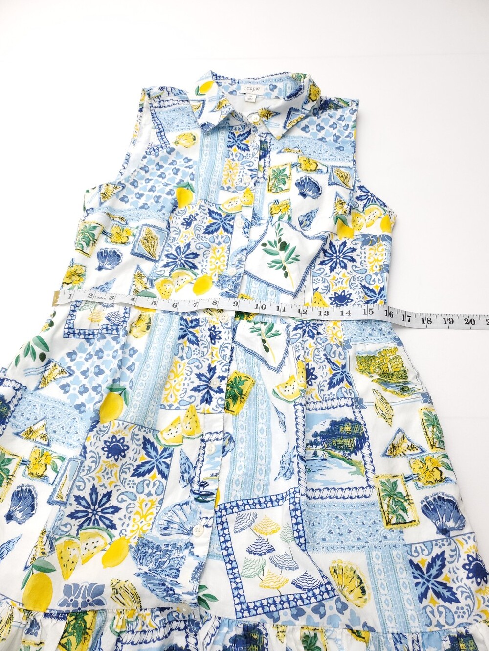 J Crew Dolce Vita Lemons Positano Button Front Midi Dress Cotton Vacation Size 4 - Picture 5 of 10